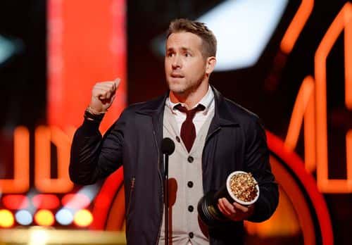 Actor Ryan Reynolds accepts Best Comedic Performance for 'Deadpool' onstage during the 2016 MTV Movie Awards at Warner Bros. Studios on April 9, 2016 in Burbank, California.  MTV Movie Awards airs April 10, 2016 at 8pm ET/PT.
