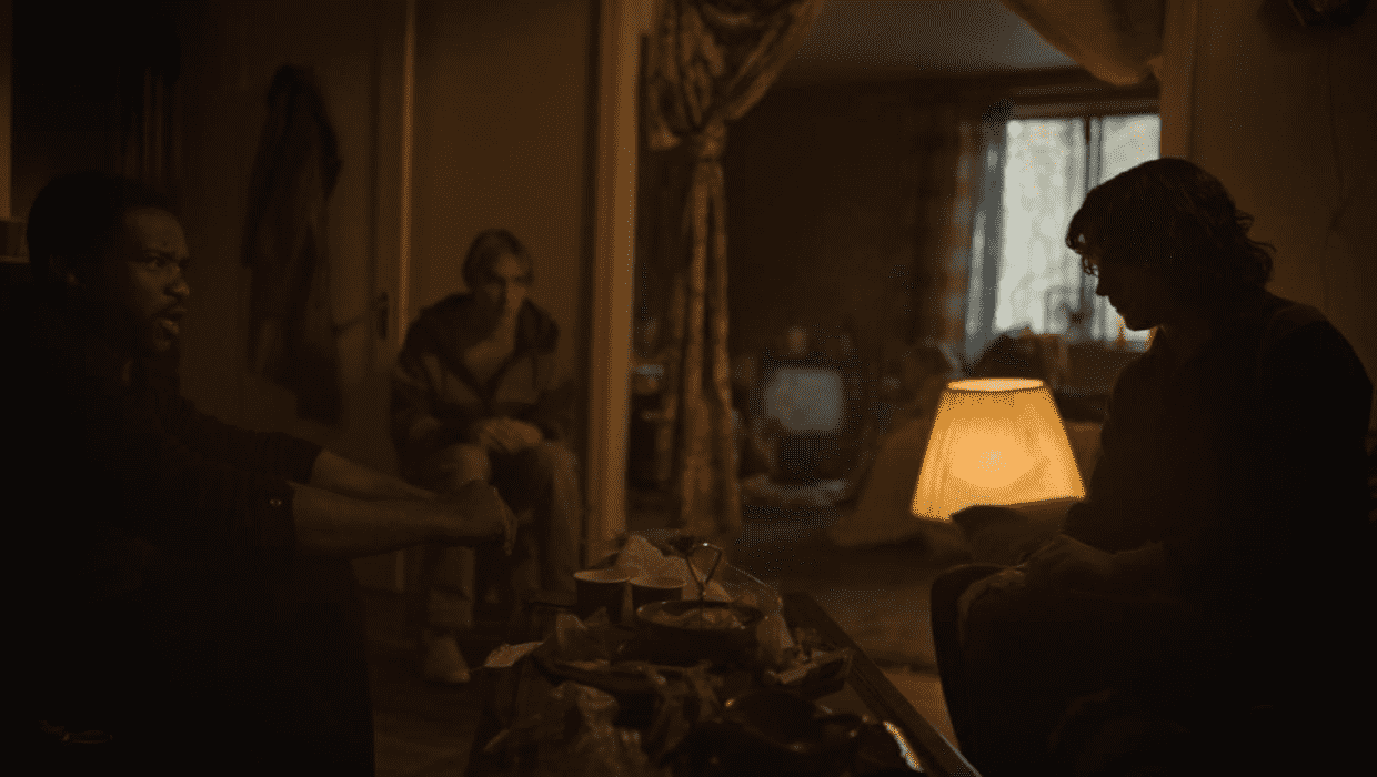 Tom Holland as Danny Sullivan, Levon Hawke as Johnny, and Steve Barrington as Angelo in a still from thriller miniseries 'The Crowded Room' (Apple TV+)