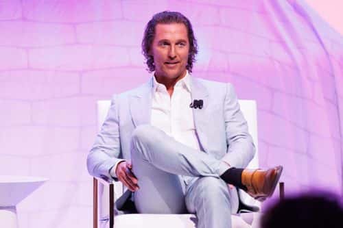Matthew McConaughey speaks on stage at the Lincoln Centennial Celebration on April 20, 2022 in Los Angeles, California. (Photo by Rich Polk/Getty Images for Lincoln)