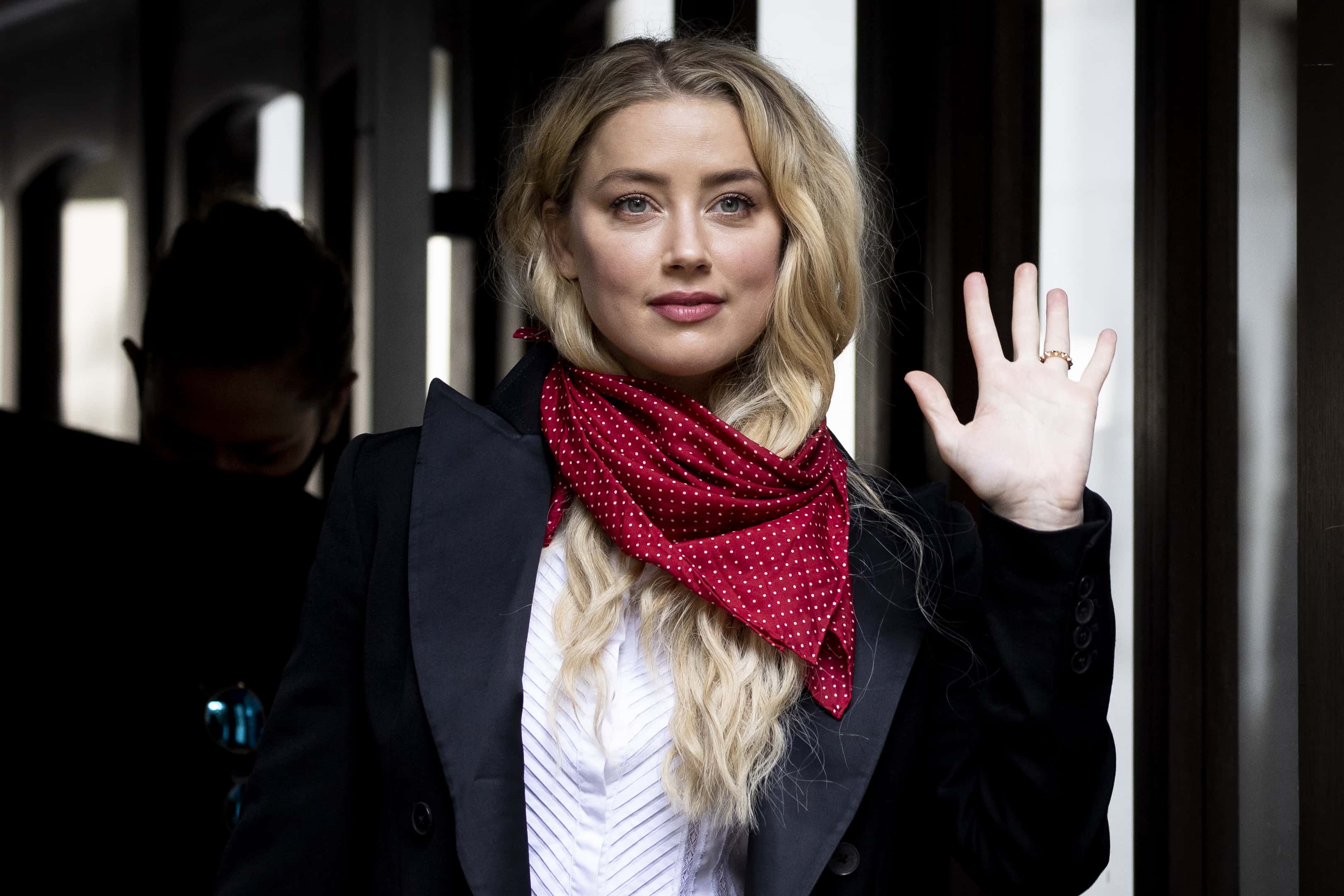 American Actress Amber Heard arrives at Royal Courts of Justice, Strand on July 14, 2020 in London, England. American actor Johnny Depp is taking News Group Newspapers, publishers of The Sun, to court over allegations that he was violent towards his ex-wife, Amber Heard, 34.