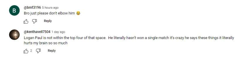 Comments on Logan Paul (@misfitsboxing/YouTube)