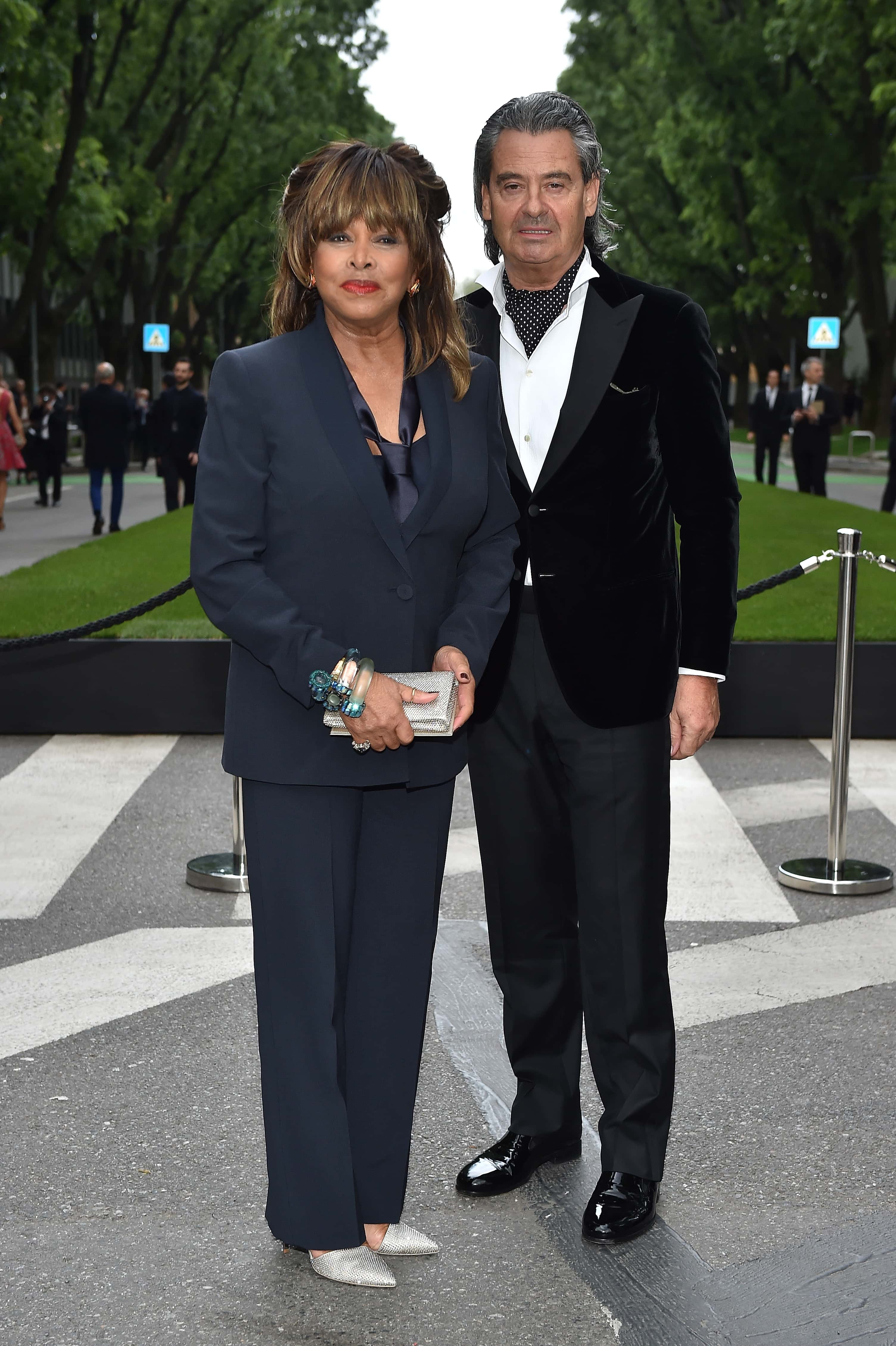 MILAN, ITALY - APRIL 30: Tina Turner and Erwin Bach attend the Giorgio Armani 40th Anniversary Silos Opening And Cocktail Reception on April 30, 2015 in Milan, Italy. (Photo by Jacopo Raule/Getty Images for Giorgio Armani)
