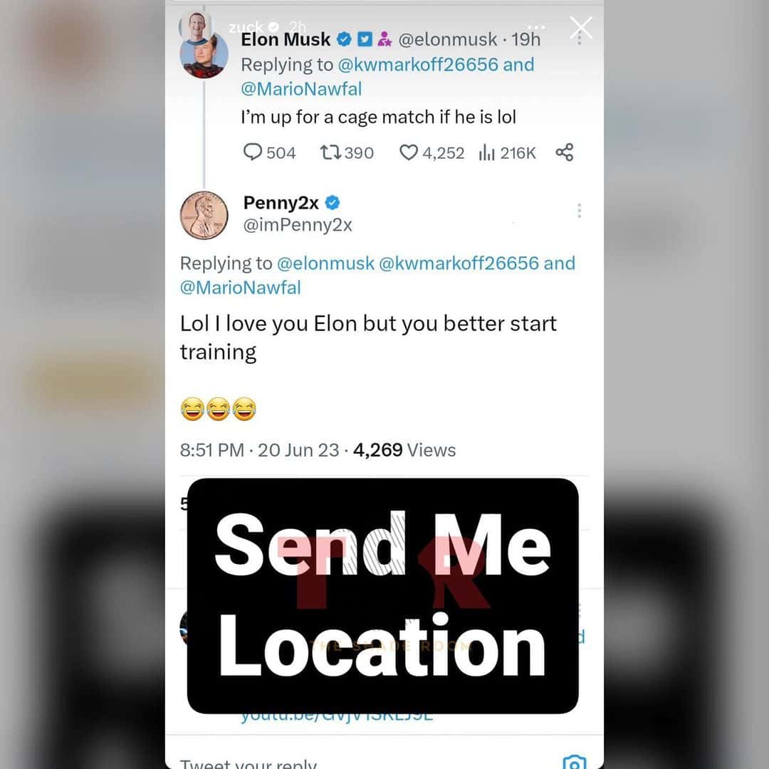 Mark Zuckerberg didn't back down from responding to Musk's challenge (@marionawfal/Twitter)