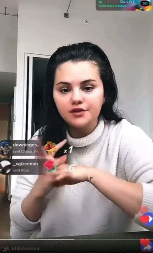 Selena Gomez shutting down body-shamers in a TikTok live (Video screenshot/Page Six)