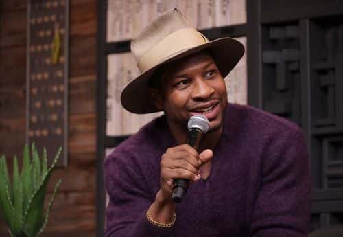 Jonathan Majors speaks during 2023 Sundance Film Festival The Big Conversation 2 at Filmmaker Lodge on January 21, 2023 in Park City, Utah.