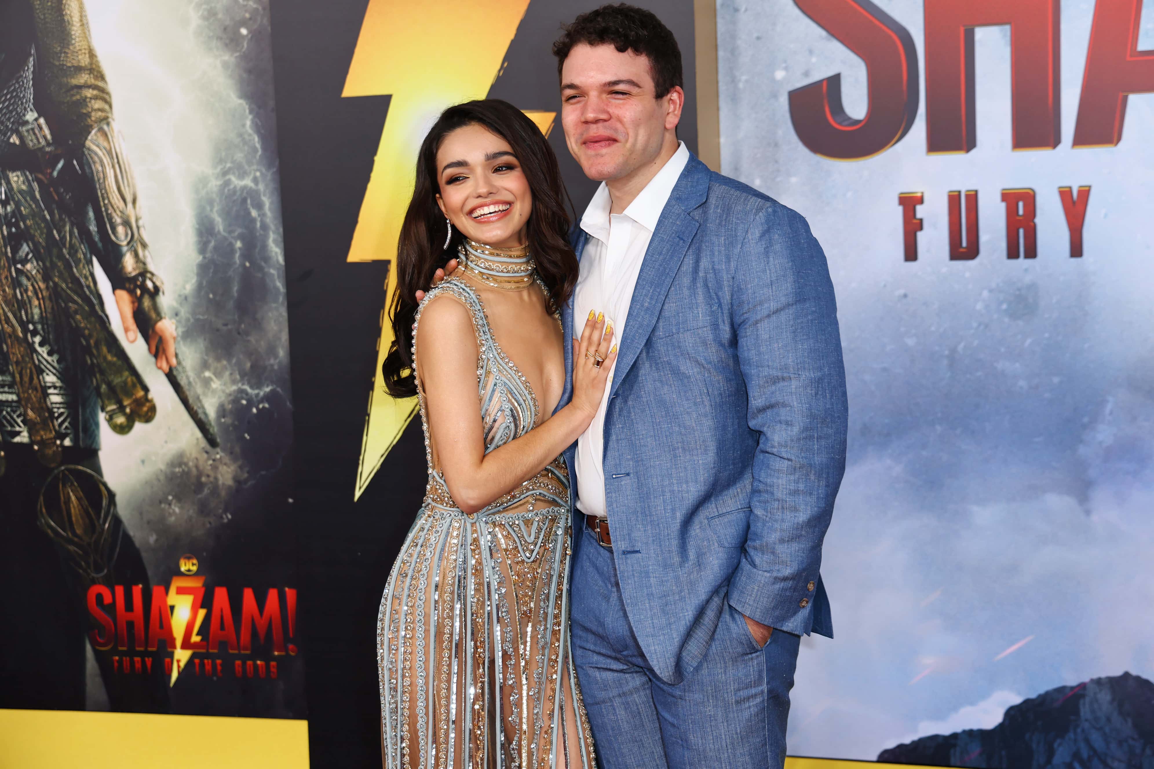 LOS ANGELES, CALIFORNIA - MARCH 14: Rachel Zegler and Josh Andrés Rivera attend the premiere of Warner Bros.' 