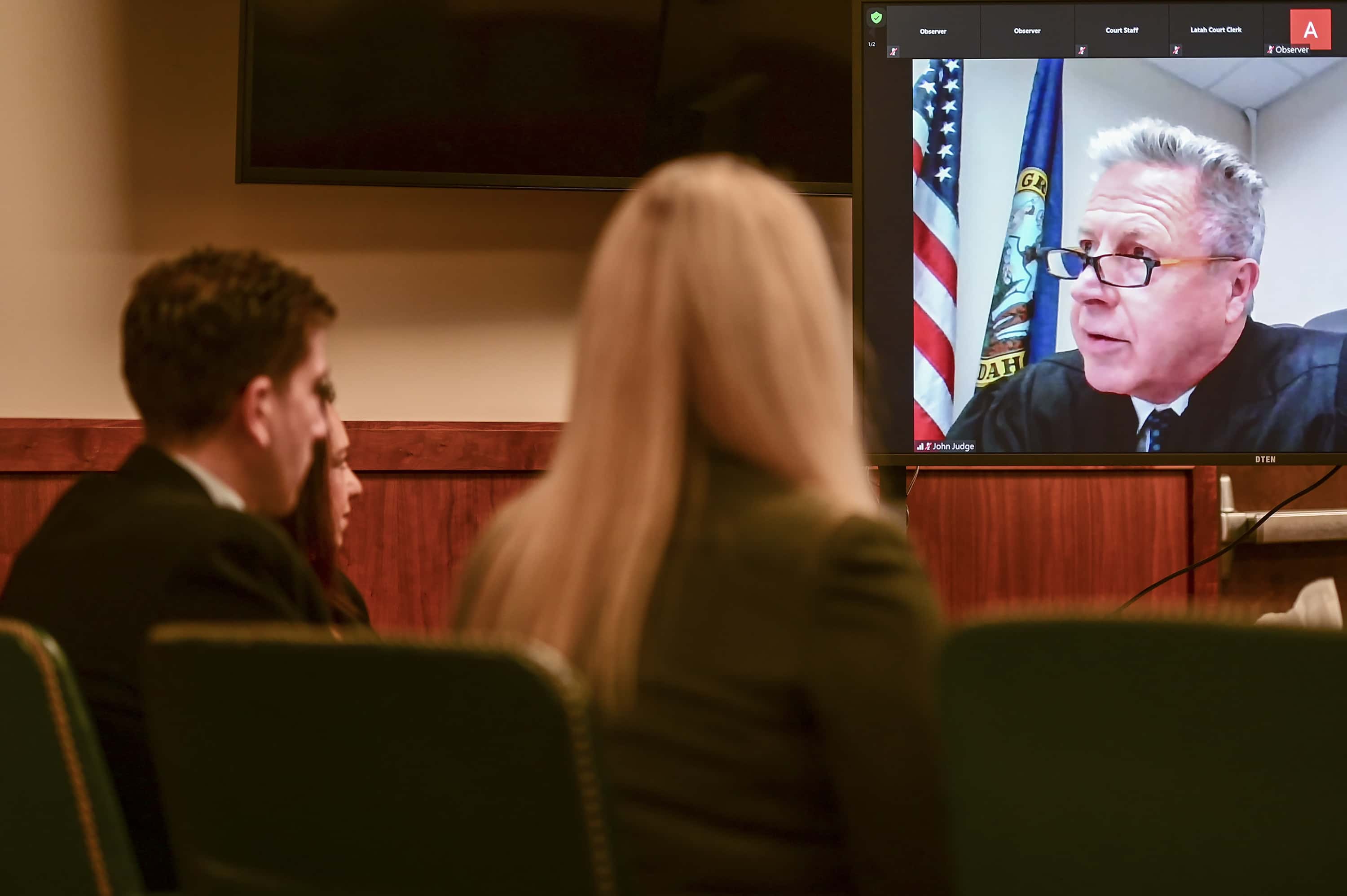 MOSCOW, IDAHO - JUNE 09: Latah County Judge John C. Judge presides over a motion hearing regarding a gag order in a case against Bryan Kohberger in Latah County District Court on June 9, 2023 in Moscow, Idaho. Kohberger is accused of killing four University of Idaho students in November 2022. (Photo by Zach Wilkinson-Pool/Getty Images)