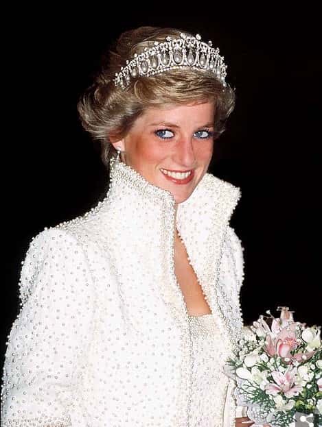 Princess Diana in the Cambridge Lover's Knot Tiara. (Tim Graham/Getty Images)