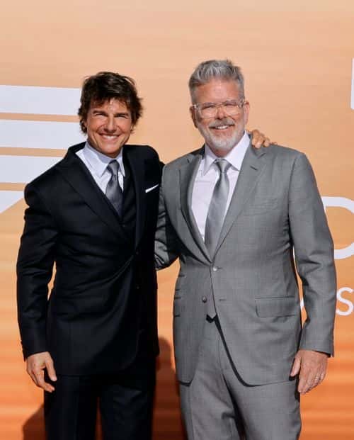 (L-R) Tom Cruise and Christopher McQuarrie attend the Global Premiere of