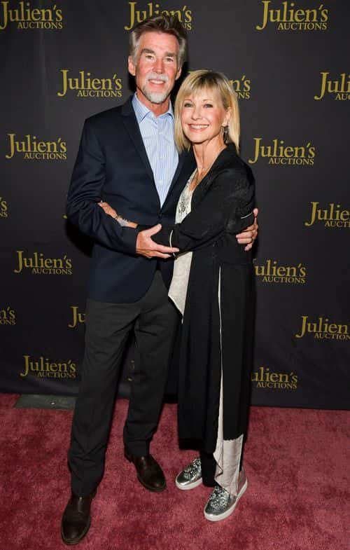 Olivia Newton-John (R) and John Easterling attend the VIP reception for upcoming