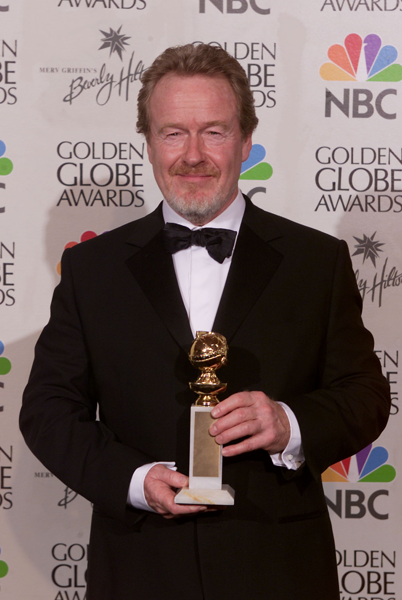 Director Ridley Scott with the award for Best Motion Picture- Drama for 'Gladiator' at the 58th Annual Golden Globe Awards at the Beverly Hilton in Los Angeles, California, on January 21, 2001. (Getty Images)