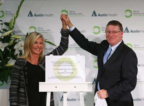 Olivia Newton-John and Victorian Premier Denis Napthine officially open the Olivia Newton John Cancer & Wellness Centre at Austin Hospital  on September 20, 2013 in Melbourne, Australia.