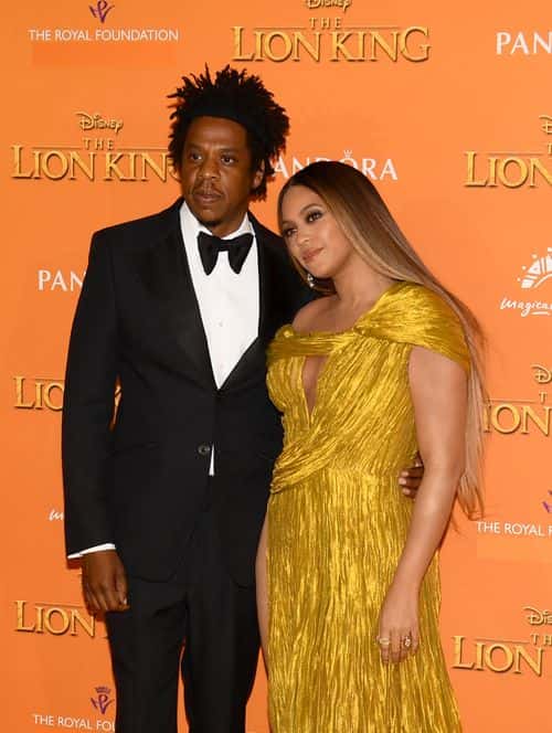 Beyonce Knowles-Carter and Jay-Z attend the European Premiere of Disney's