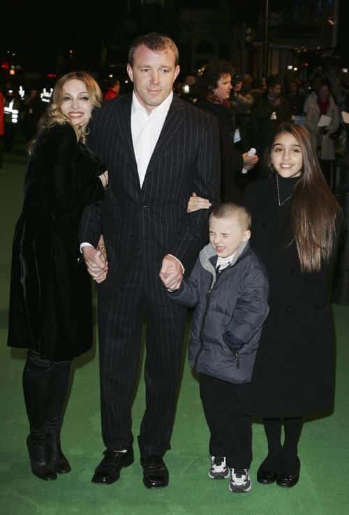 LONDON - JANUARY 25:  Singer Madonna arrives with her husband Guy Ritchie and children Rocco and Lou