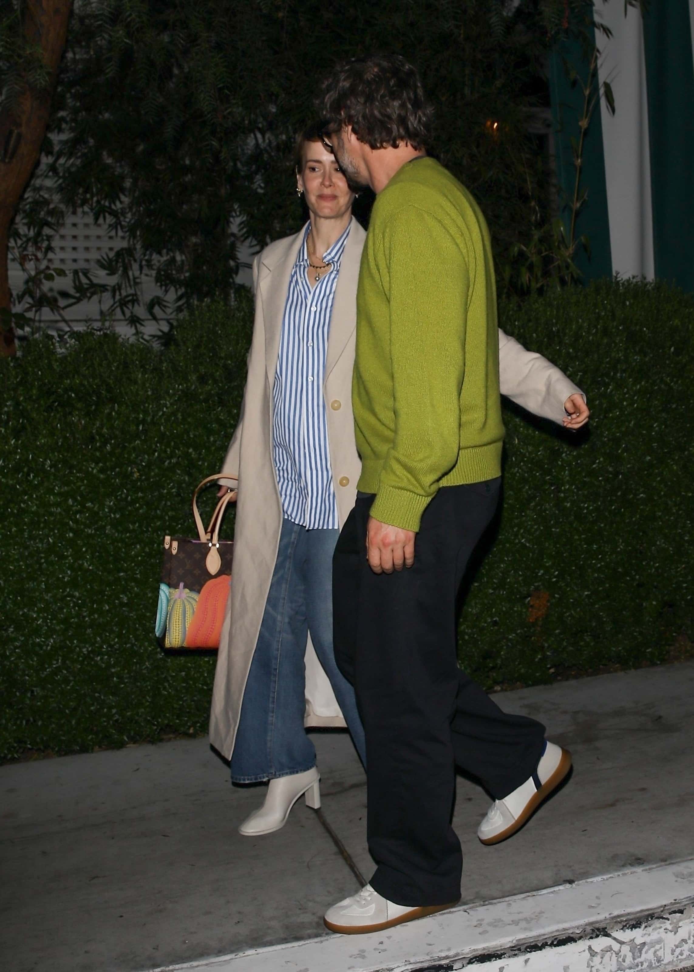 Sarah Paulson and Pedro Pascal displayed their close bond as they shared an affectionate hug after leaving a dinner event together in LA on Tuesday, May 16. (Backgrid)