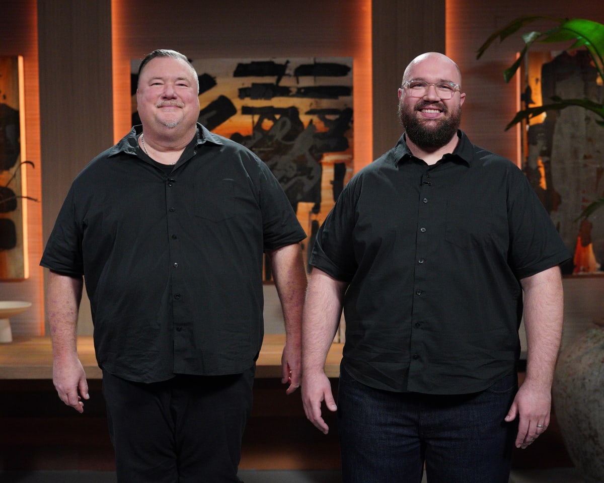 Maurice Huffman and his son Miles Huffman, founders of StormBag on 'Shark Tank' (Christopher Willard/ ABC)