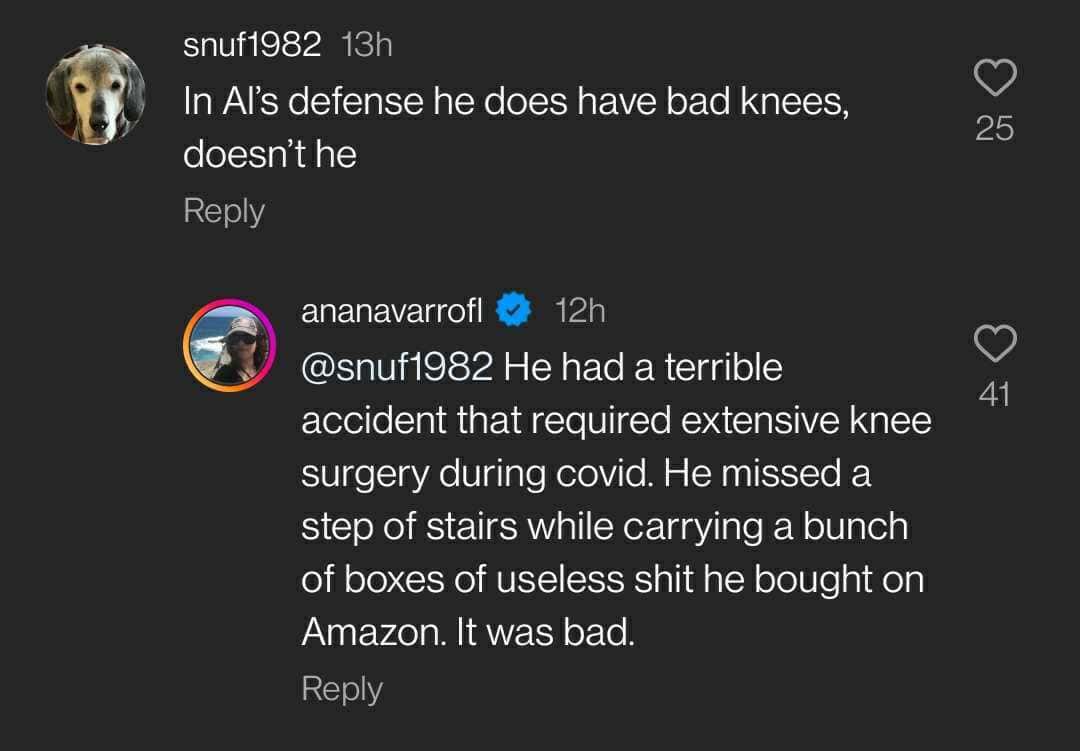 Ana Navarro responds to an Instagram comment about her husband (Instagram/@ananavarrofl)