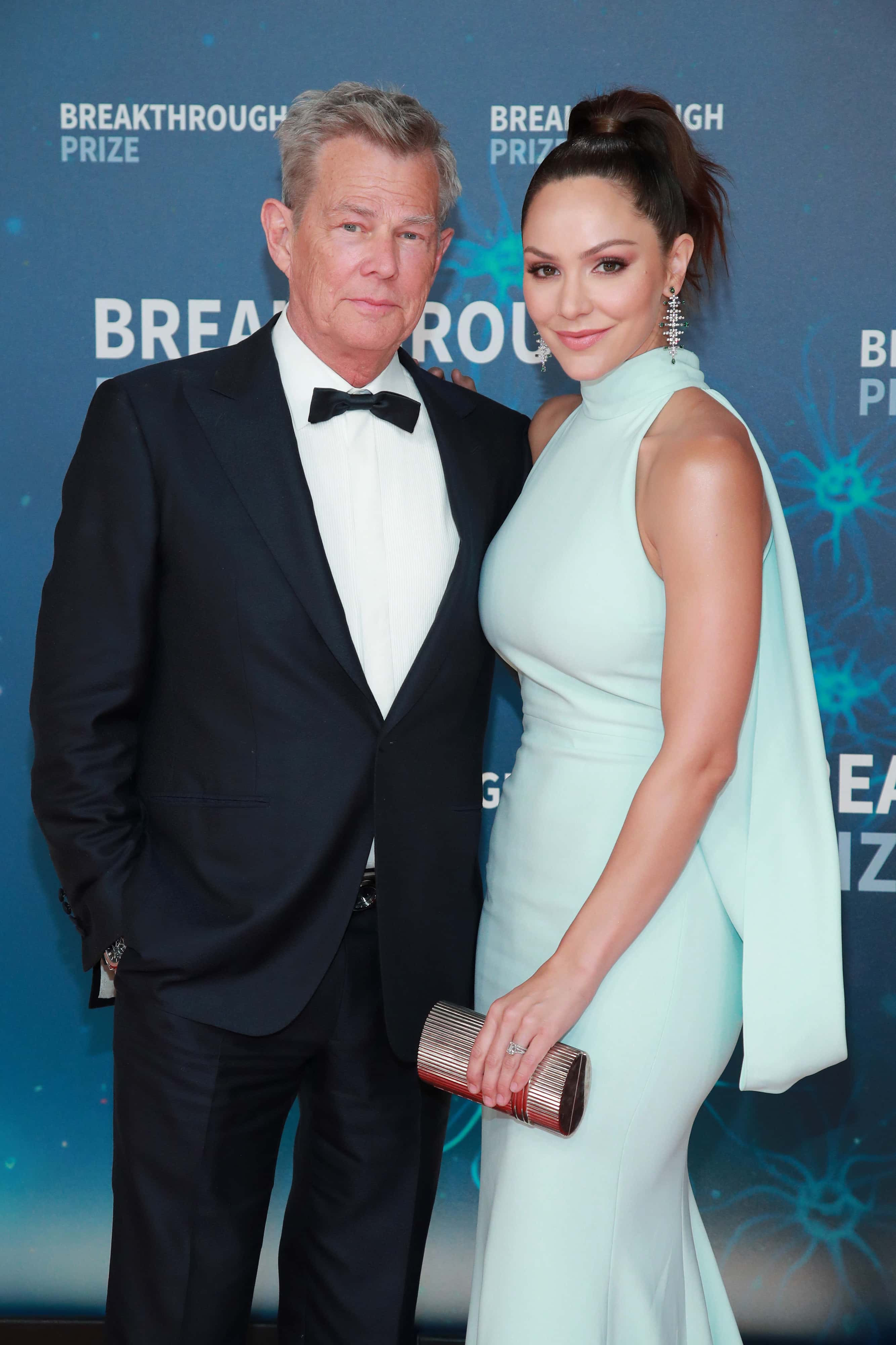 (L-R) David Foster and Katharine McPhee attend the 8th Annual Breakthrough Prize Ceremony at NASA Ames Research Center on November 03, 2019 in Mountain View, California.