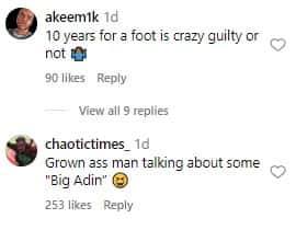Comments raised on Adin Ross (akademisks/Instagram)