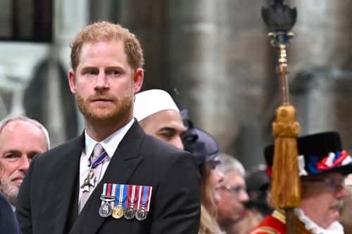 Prince Harry, Duke of Sussex attends the Coronation of King Charles III and Queen Camilla on May 6, 2023 in London, England. The Coronation of Charles III and his wife, Camilla, as King and Queen of the United Kingdom of Great Britain and Northern Ireland, and the other Commonwealth realms takes place at Westminster Abbey today. Charles acceded to the throne on 8 September 2022, upon the death of his mother, Elizabeth II.