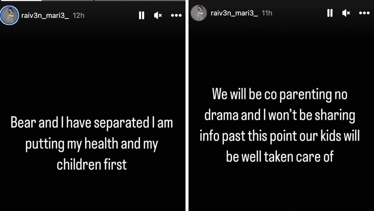 'Alaskan Bush People' star Raiven Brown took to her Instagram stories to announce her separation from Bear Brown (Raiven Brown/ Instagram)