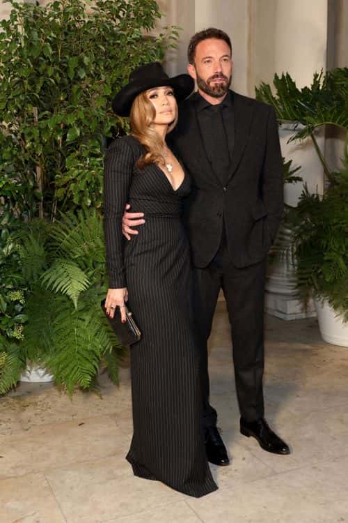 (L-R) Jennifer Lopez and Ben Affleck attend the Ralph Lauren SS23 Runway Show at The Huntington Library, Art Collections, and Botanical Gardens on October 13, 2022 in San Marino, California.