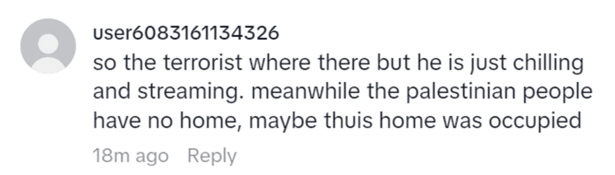 A user criticized IShowSpeed for streaming during the Israel-Hamas war (DailyFameClips/TikTok)
