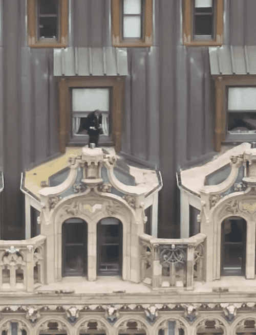 The construction worker jumped over at least five awnings. (Instagram/@erik_ljung)