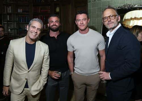 Andy Cohen, Fran Tomas, Luke Evans and John Benjamin Hickey attend the CAA New York Party at Maxwell Social (Tribeca) on June 09, 2023 in New York City.