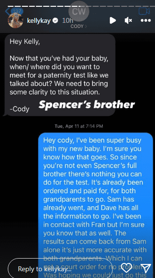 Kelly Kay's Instagram story refuting the claims made by Webb's family (Kelly Kay/Instagram)