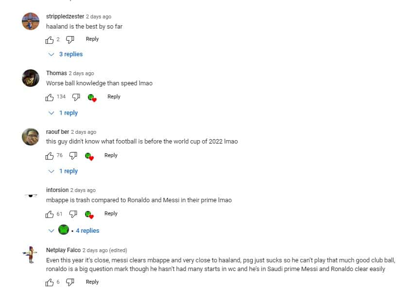 Comments left of xQc (xQc clips/YouTube)