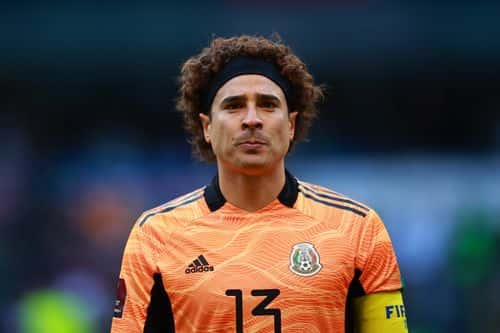 Guillermo Ochoa of Mexico  during the match between Mexico and Honduras as part of the Concacaf 2022 FIFA World Cup Qualifier at Azteca Stadium on October 10, 2021 in Mexico City, Mexico.