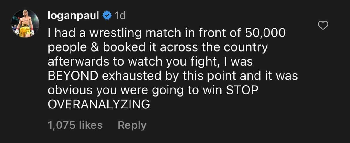 Logan Paul's comment on the Instagram post (@betr/Instagram)