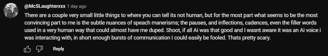 One user said that the AI replication is pretty scary (TheJoeRoganAIExperience/YouTube)