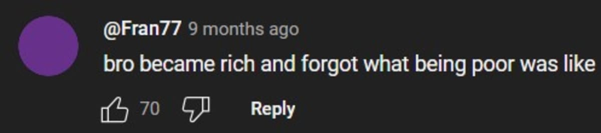 A user said that MrBeast forgot about being poor (monemoth/YouTube)