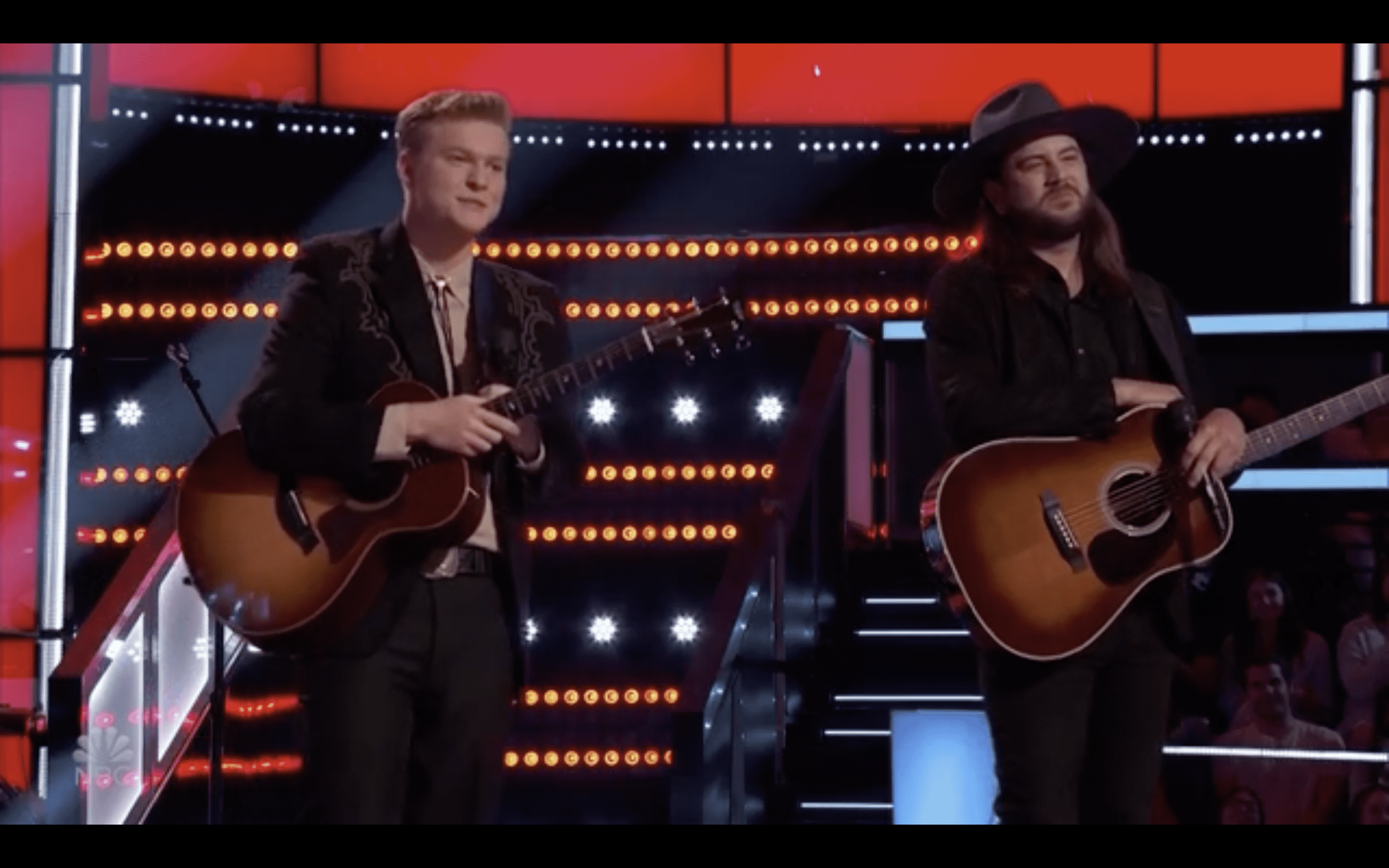 Austin Montgomery and Tanner Fussell perform during 'The Voice' Battles (NBC)