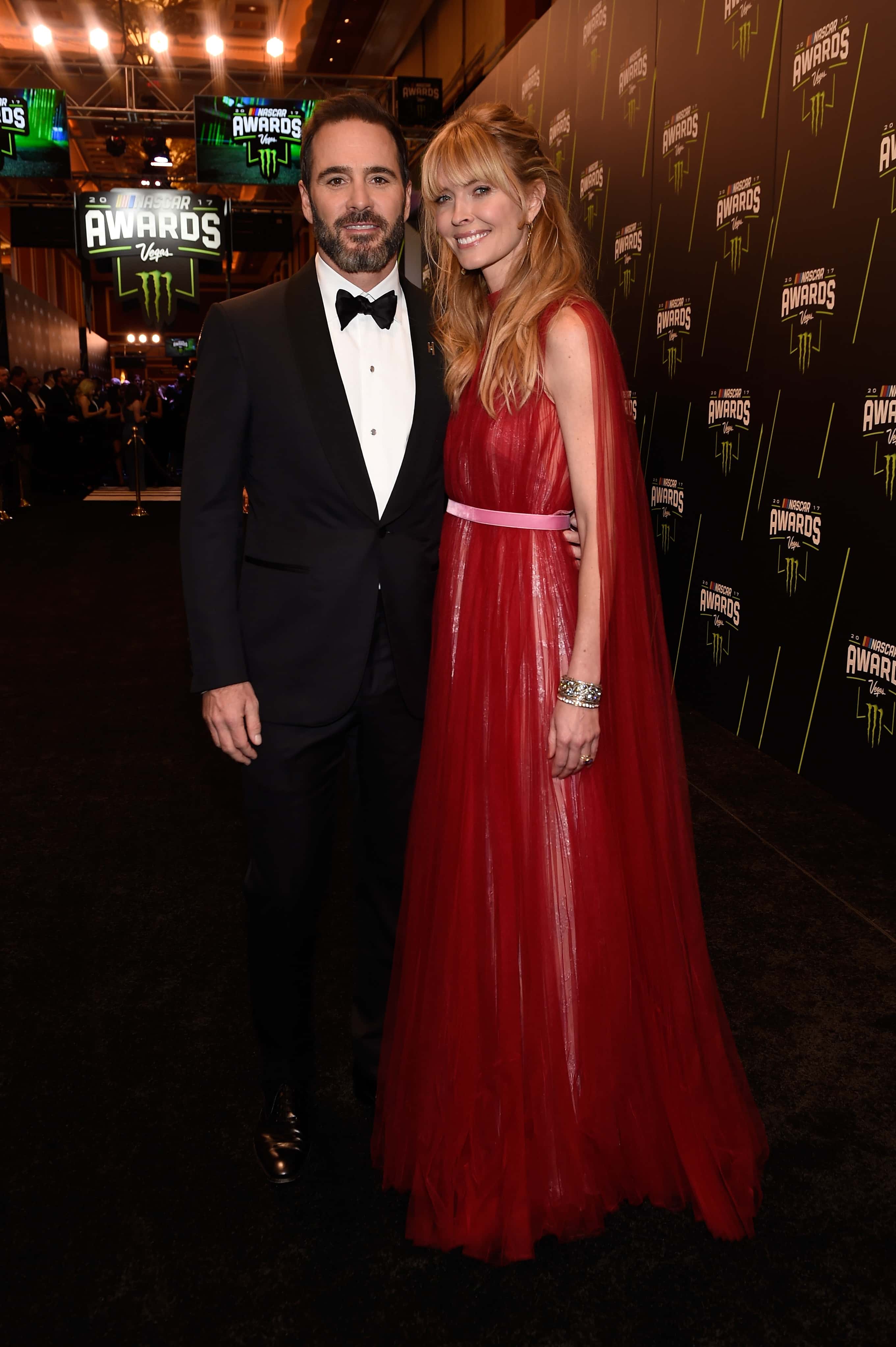 LAS VEGAS, NV - NOVEMBER 30: NASCAR driver Jimmie Johnson and his wife Chandra attend the Monster Energy NASCAR Cup Series awards at Wynn Las Vegas on November 30, 2017 in Las Vegas, Nevada. (Photo by David Becker/Getty Images)
