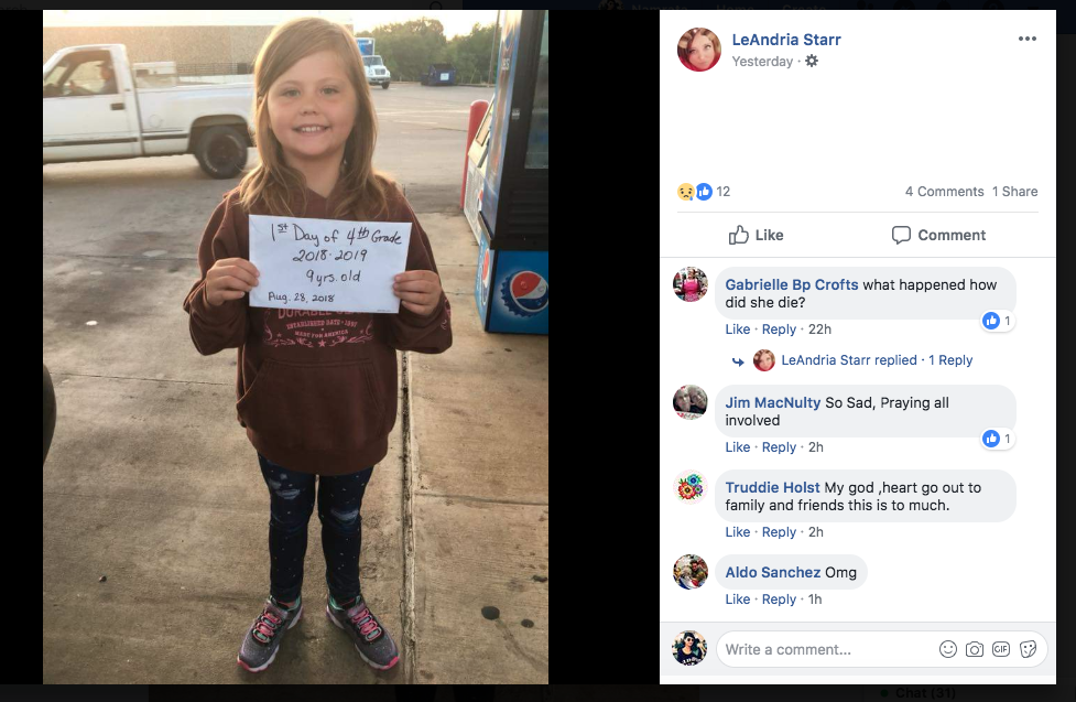 It was the nine-year-old's first day of 4th grade (Facebook)