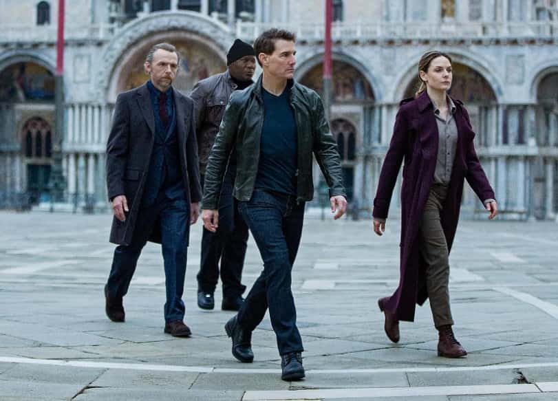 Tom Cruise, Rebecca Ferguson, Simon Pegg and Ving Rhames in 'M:I 7' (IMDb/Paramount)