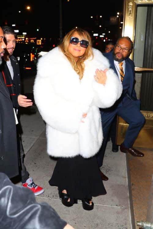 Mariah Carey was seen sporting a fur coat (Backgrid)