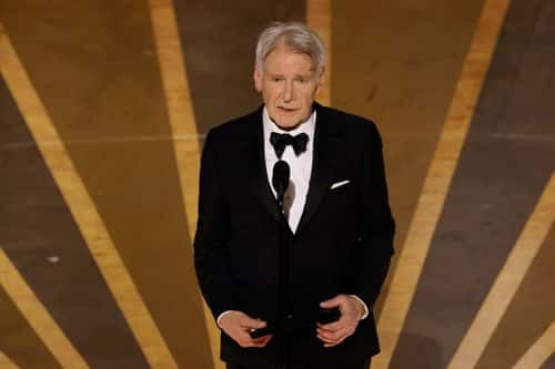 Harrison Ford speaks onstage during the 95th Annual Academy Awards at Dolby Theatre on March 12, 2023 in Hollywood, California. (Photo by Kevin Winter/Getty Images)