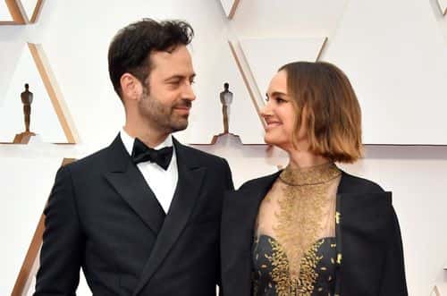 (L-R) Benjamin Millepied and Natalie Portman attend the 92nd Annual Academy Awards at Hollywood and Highland on February 09, 2020 in Hollywood, California.