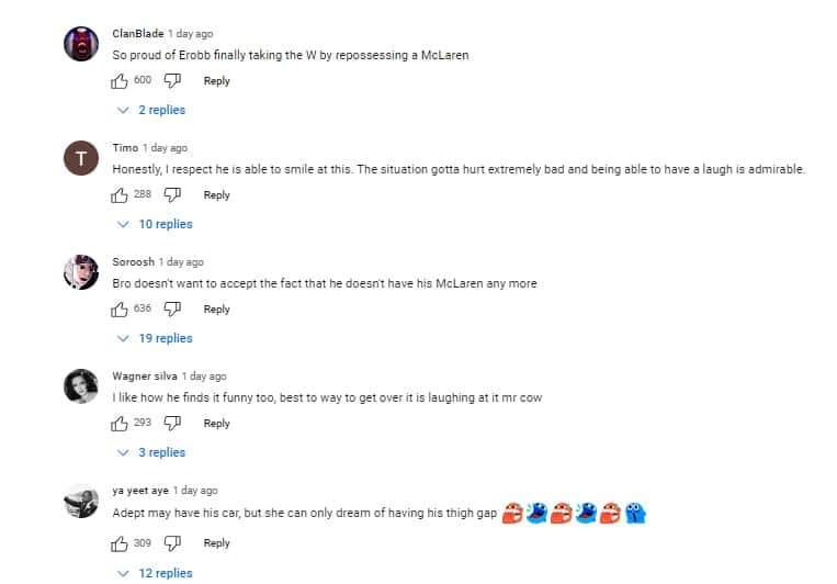 Comments left on xQc (xQc clips/Youtube)