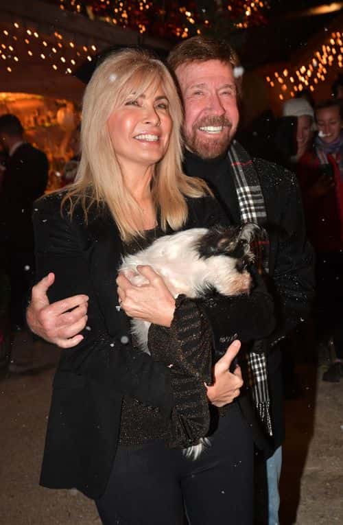 Actor Chuck Norris and wife Gena O'Kelley during the Gut Aiderbichl Christmas Market opening on November 12, 2019 in Henndorf am Wallersee, Austria. (Photo by Hannes Magerstaedt/Getty Images)