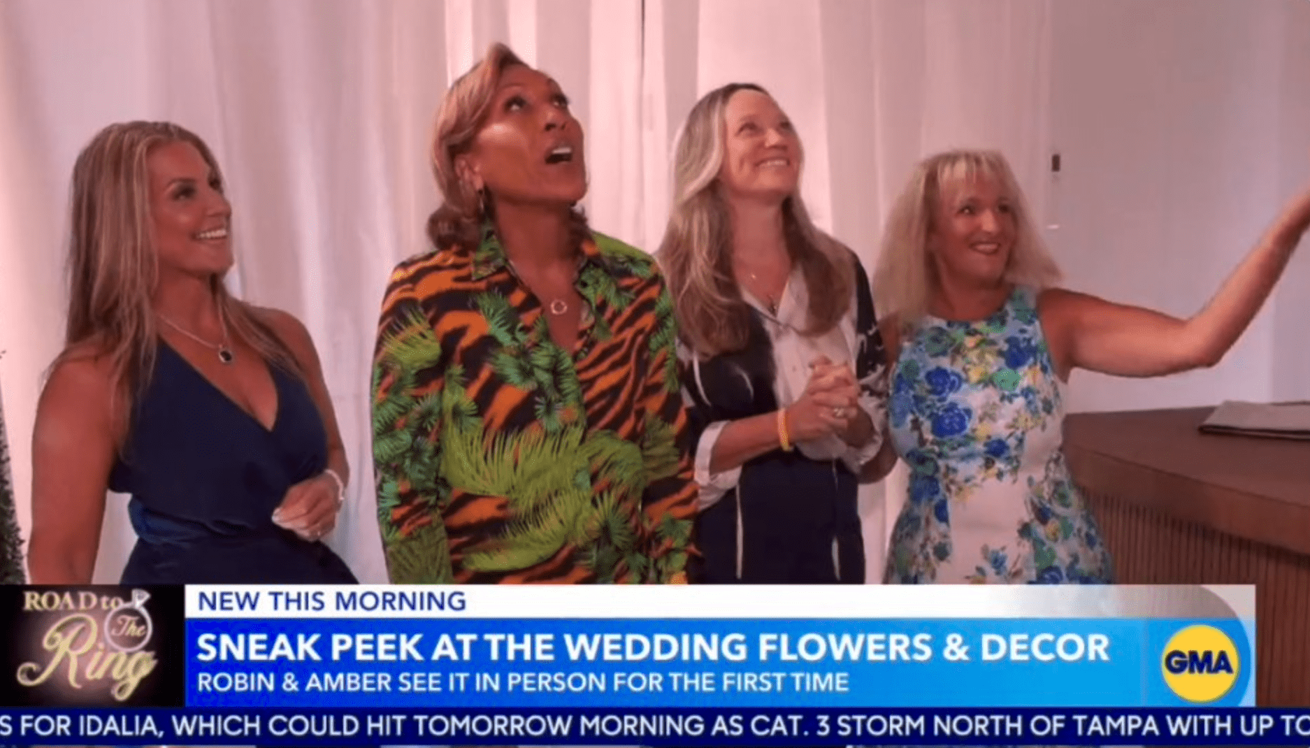 'GMA' Robin Roberts and Laign were momentarily left speechless after witnessing the decor for her wedding (ABC)
