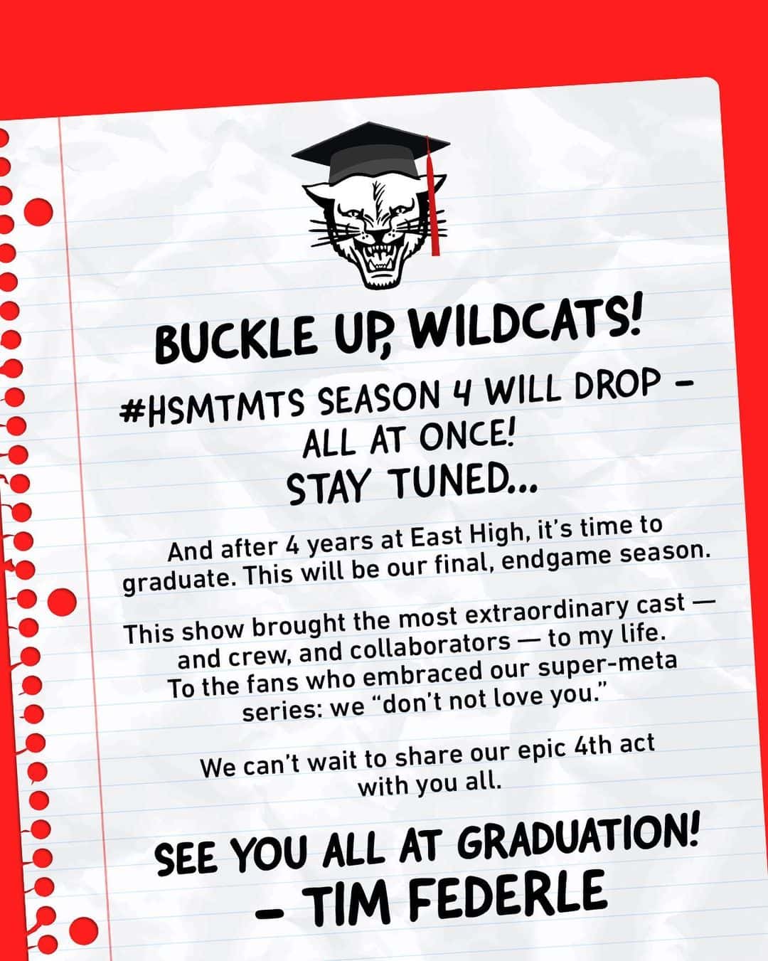 Showrunner and Executive Producer Tim Federle made a heartfelt post about show's ending (@highschoolmusicalseries/Instagram)