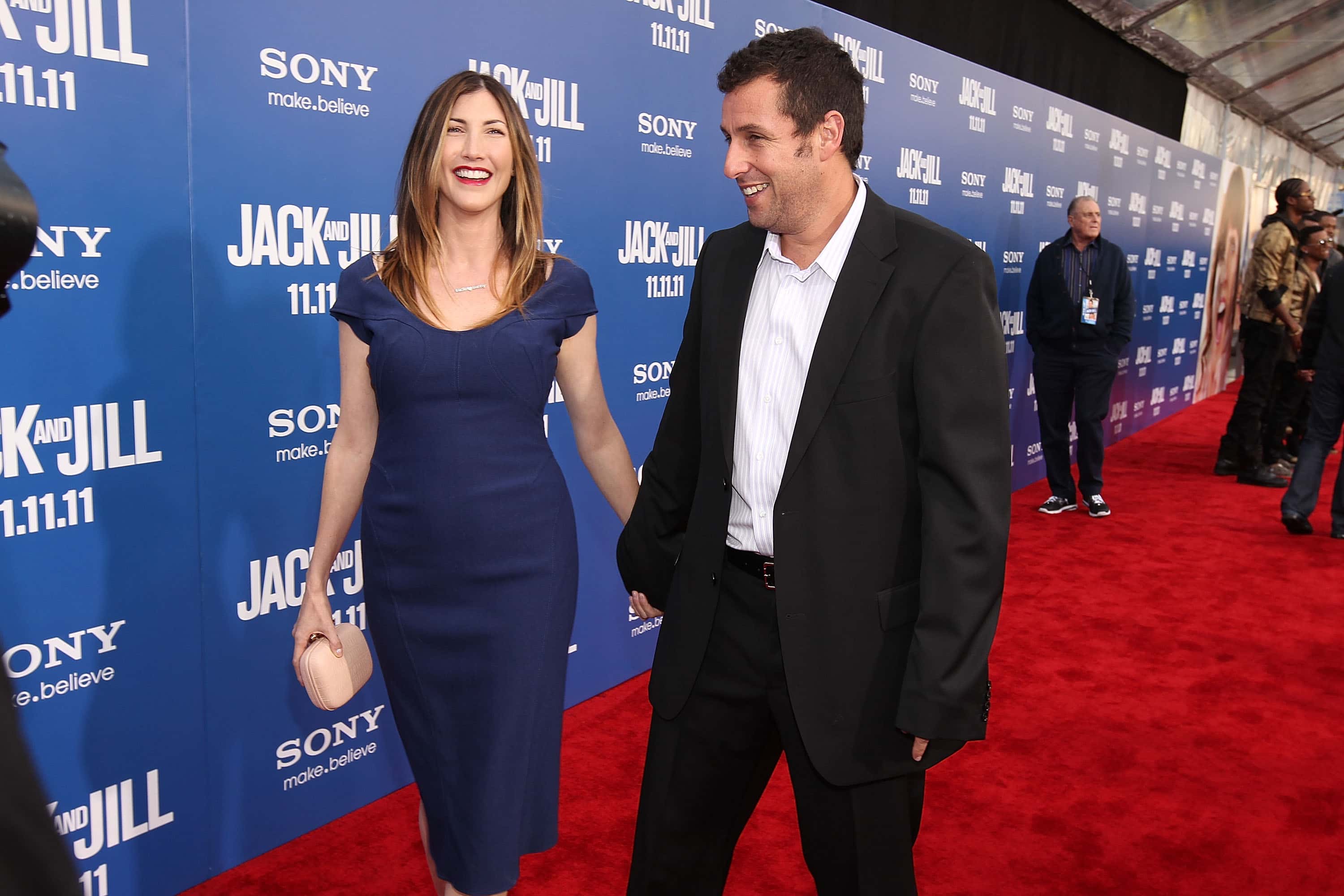 Actor Adam Sandler and wife Jackie Sandler arrive at the premiere of Columbia Pictures' 