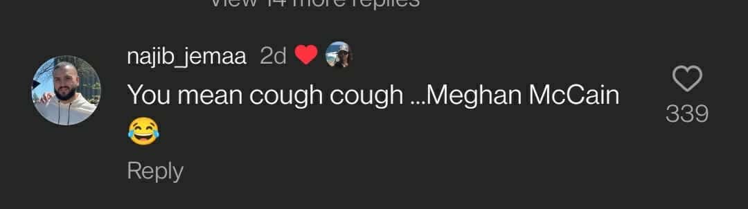 Ana Navarro likes a comment that mentioned Meghan McCain (Instagram/@ananavarrofl)