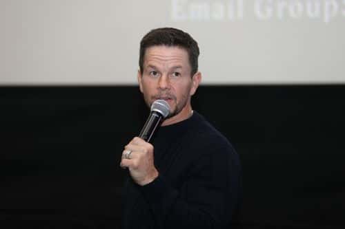 Mark Wahlberg speaks onstage at a special screening of Father Stu with Mark Wahlberg and Rosalind Ross at AMC Boston Commons on April 05, 2022 in Boston, Massachusetts.