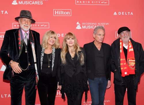 (L-R) Honorees Mick Fleetwood, Christine McVie, Stevie Nicks, Lindsey Buckingham, and John McVie of music group Fleetwood Mac attend MusiCares Person of the Year honoring Fleetwood Mac at Radio City Music Hall on January 26, 2018 in New York City.